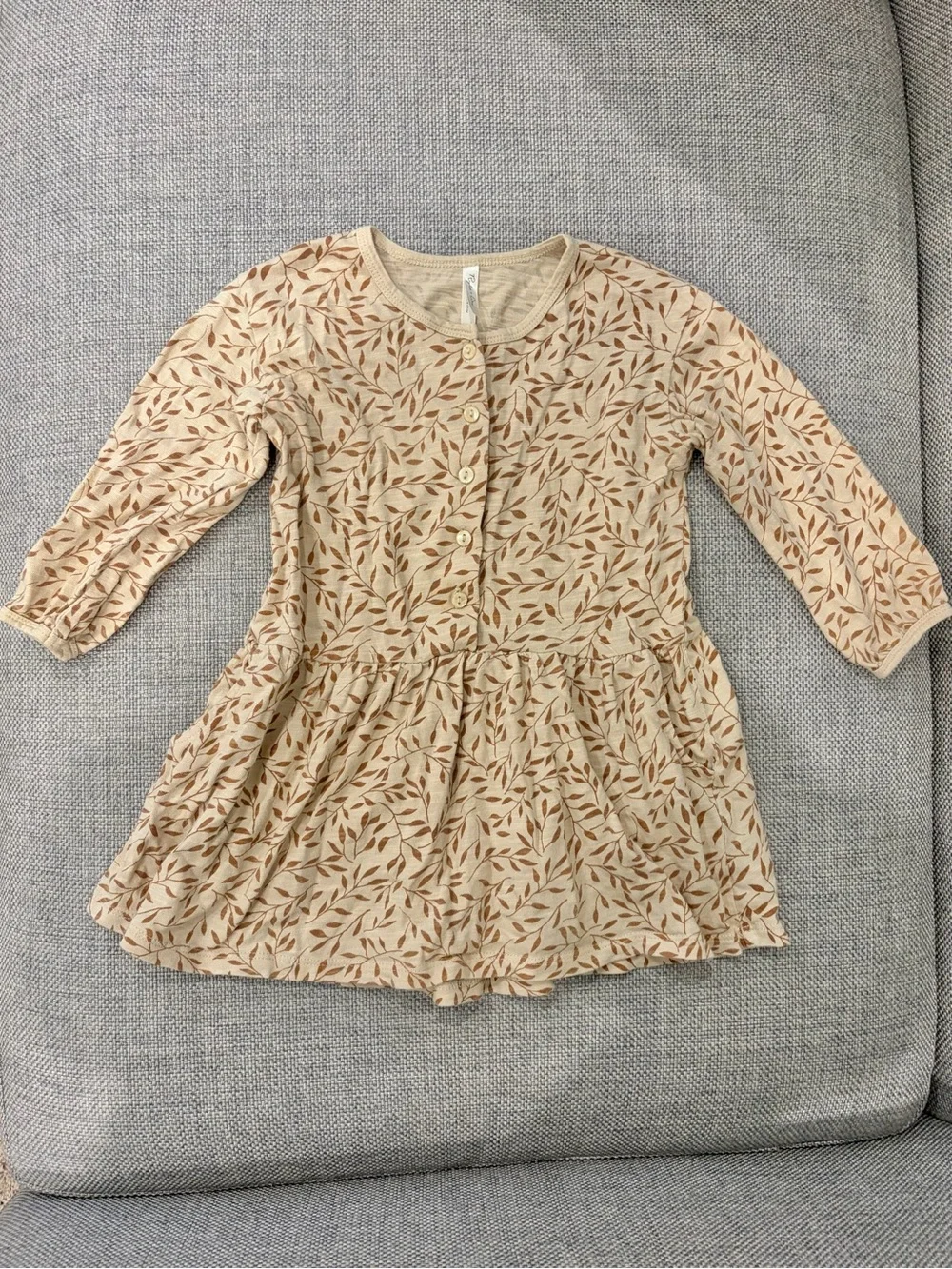 Rylee + Cru Vines Button Up Dress, Wheat, 2-3Y